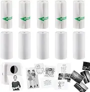 HuiJuKeJi 10 Rolls Thermal Inkless Printing Paper for Mini Sticker Receipt Printer Portable Bluetooth Pocket Printer, Including 5 rolls of adhesive thermal Paper for Photo Journal Notes Memo-57x25mm