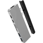 Hyper DUO HD28C-GRAY USB Type C Docking Station - Memory Card Reader - microSD, SD - 100 W - Grey - 4K, 5K - 3840 x 2160, 5120 x 2880 - 2 x USB Ports