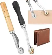 Set of 2 Sewing Pattern Wheels, Copy Wheel, Sewing Tool, Needle Wheel, Sewing Pattern Wheel with Wooden Handle, Toothed Tracking Wheel with Wooden Handle for Dressmaking, Cross Stitch, Sewing, Leather