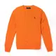 Polo Ralph Lauren 年度熱銷經典刺繡小馬麻花針織毛衣-橘色