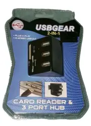 USBGear High Speed 2-in-1 Card Reader & 3 Port USB Hub TFlash MS SD MMC CF MD XD