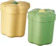 CTIRCHIU 2pcs Cartoon Flower Shaped Trash Can with Lid Desktop Waste Bin for Office Bathroom and Bedroom Compact Garbage Bucket