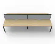 RAPIDLINE DELUXE PROFILE LEG WORKSTATION With Screen 4 Person Double Sided W1500 x D750 x H730mm (per user) Natural Oak Top Black Frame