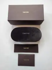 TOM FORD MEDIUM BROWN VELVET HARD SUNGLASS CASE w BRN BOX PAPER & CLEANING CLOTH