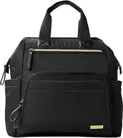 Skip Hop Diaper Bag Backpack, Mainframe Large Capacity Wide Open Structure, Black with Gold Trim
