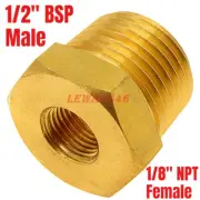 Brass 1/2" BSP Male To 1/8" NPT Female Pipe Reducer Threaded Adapter Fitting