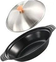 Japanese Style Iron Hot Pot Non Stick Seafood Pasta Cooker with Lid Double Handle Kitchen Wok for Versatile Cooking for Households and Induction Cookers