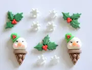 Snow Cones w Holly & Snow Flakes / Dress It Up Holiday Craft Embellishments