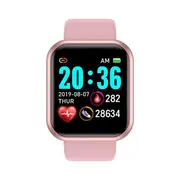 D20 Smart Watch Mens Fitness Women Watches Monitor Electronic Bracelet Gift for Xiaomi Huawei Samsung Android Apple - Pink