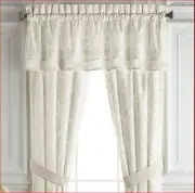 Croscill Astrid Double Layered Straight Floral Velvet Damask Valance Ivory 2avai