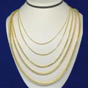 10K Yellow Gold 1.5mm-4mm Franco Square Box Chain Necklace Mens Womens 8"-26"