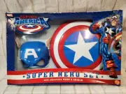 2003 Toy Biz Captain America Super Hero Set Adjustable Mask & Shield Damage Box