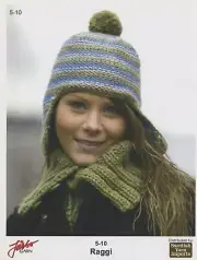 Swedish Yarn Imports Knitting Pattern 5-10 Raggi Purled Flap Hat & Ribbed Collar