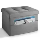 Storage Ottoman Folding Foot Stool Ottoman Foot Rest with Side Pocket Modern ...