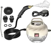 Handheld Steam Cleaner, 1500W Pressurized Steam Cleaning Machine with 6 Speeds, 3 Brush Heads, 1 Extension Rod, Portable High Pressure Steam Cleaner with 1L Water Tank & Anti-dry Burn Function(White)