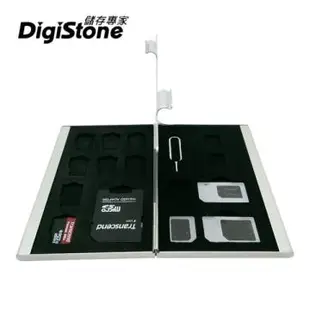 DigiStone 手機SIM轉卡(四合一套件)+雙層超薄型Slim鋁合金1SD+8TF+SIM卡收納盒【鋁合金外殼】