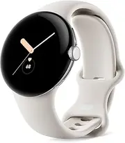 [Google] Pixel Watch - Android Smartwatch with Fitbit Activity Tracking - Heart Rate Tracking - Polished Silver Stainless Steel case with Chalk Active band - WiFi