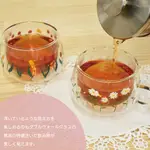 玻璃杯 日本 現貨【IPPINSHA】FLEUR 昭和復古 雙層耐熱 花樣玻璃杯250ML (3款)