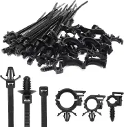 45Pcs Push Mount Cable Zip Tie with Car Wire Loom Routing Clips Assortment, Un