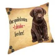 Labrador Brown Spoiled Rotten Dog Throw Pillow 14x14