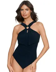 [Magicsuit] Square Cut Liza High Neck Shaping Swimsuit in Black