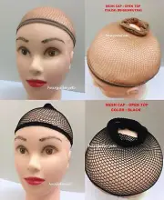 6 pcs Wig mesh cap Net wig cap Open Top Neutral Black Quality Nylon Stretch