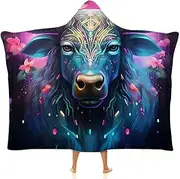 Constellation Taurus Wearable Blanket Hooded, Warm Cloak Arctic Velvet Hooded Blanket Adults, Super Soft Flannel Gifts for Adults and Kids Sofa Nap Blanket Birthday Xmas,60"x80"