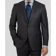 Canali Mens US 44L EU 54L Charcoal Gray Micro Plaid Wool Suit Coat Blazer NWT