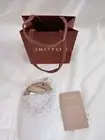 OROTON Mirrored Metal Bag Charm Key Ring Leather Gold - Authentic New With Tags