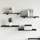 Bookshelf Boards Set of 8 Black 60x30cm Engineered Wood Shelf Planks