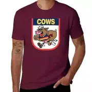 Adelaide Crows AFL Team BBQ Series - Cows Meme T-Shirt Medium Maroon