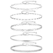 Gold Ankle Bracelets for Women, 14k Gold Plated Waterproof Cuban Link Chain A...