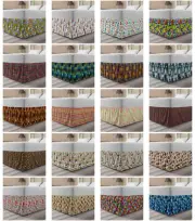 Ambesonne Colorful Theme Bedskirt Elastic Wrap Around Skirt Gathered Design
