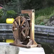 Water Wheel Fountain Waterfall Wooden with Bracket, Independent Pond Pool Waterfall Fountain, Feng Shui Wheel Fountain Courtyard Decoration Garden Water Feature (Size : 60cm(23.6inch))