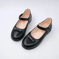 在飛比找Yahoo奇摩購物中心優惠-Swan天鵝童鞋-女童黑色真皮學生平底娃娃鞋8707-黑