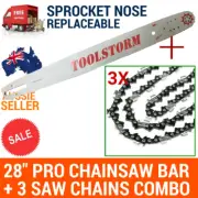 28" PRO CHAINSAW BAR AND 3 SAW CHAINS COMBO 3/8 063 92DL FOR STIHL CHAINSAW