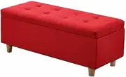Linen Fabric Ottoman Footstool Creative Shoes Changing Stool Tea Table Low Stool Sofa Stool Small Stool Household Square Stool Bed End Stool Solid Wood Foot(Red,120x40x40cm)