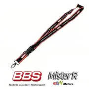 BBS Motorsport Logo Lanyard Keychain • Black-Red/White • Genuine BBS Wheels USA