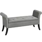 52in Ottoman Bench Folding Storage Ottoman Bench Tufted Fabric Entryway Bench