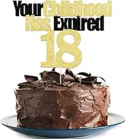 I regret to inform you that your childhood has expired Cake Topper, Funny 18th Cake Topper for Men For Women, 18th birthday decorations, 18th Birthday Cake Topper Eighteen