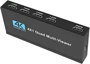 4K HDMI Multi-viewer 4x1 HDMI Quad Multi-Viewer Seamless Switcher 4 in 1 Out with Loop for PC