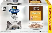 Fussy Cat Grain Free Adult Twice as Tasty Wet Cat Food, Pâté & Pieces Poultry Picks 24x80g - Two Tasty Textures, One Irresistible Meal, Real Australian Meat, Grain-Free & Complete Nutrition