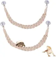 Naisfei 2 Pcs Hermit Crab Climbing Rope, 60 cm Hermit Crab Jute Rope with Suction Cup Hooks,Hermit Crab Rope Hermit Crab Climbing Jute Rope with Hooks,for Hermit Crab Lizards Geckos Snakes