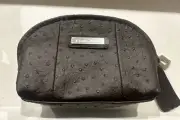 Louenhide Cosmetic Bag Makeup Brown Ostrich Faux Leather New Purse Pouch Travel