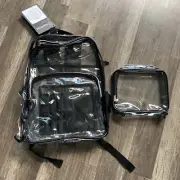 2x, NiceEbag Clear Backpack Heavy Duty Transparent Backpack - Black, Total 2
