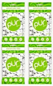 PUR Xylitol Chewing Gum COOLMINT (55 Pieces, 4 Pack) Sugarless Vegan Pure