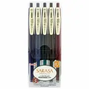 Zebra Gel Ball Pen SARASA Clip 0.5mm Vintage 5 Color Set JJ15-5C-VI