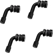 4pcs Metal 90 Degree Valve Stem Vacuum Tyre Valve Stem Extension Extenders Adapter for Car Motorcycle Black Auto Replacement Parts