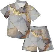 [Caihoyu] Big Boy Short Sleeve Button Down Tops + Shorts Set Toddler Boy Outfit Infant Little Boy Gift