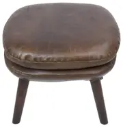 Saturn Leather Ottoman, Vintage Cigar Top Grain Cow Leather